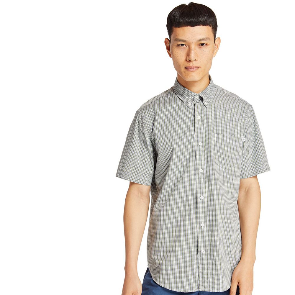 Camisa Timberland Hombre Short-Sleeve Saco River Stretch Gris - Chile CUP-754301